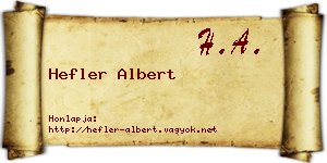 Hefler Albert névjegykártya